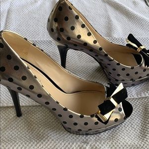 Guess pewter,  gold, & black heels